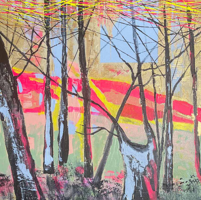 forest, trees, Incandescence 01, Acrylic on canvas, SGD 730, painting, Urmi Roy Magoon