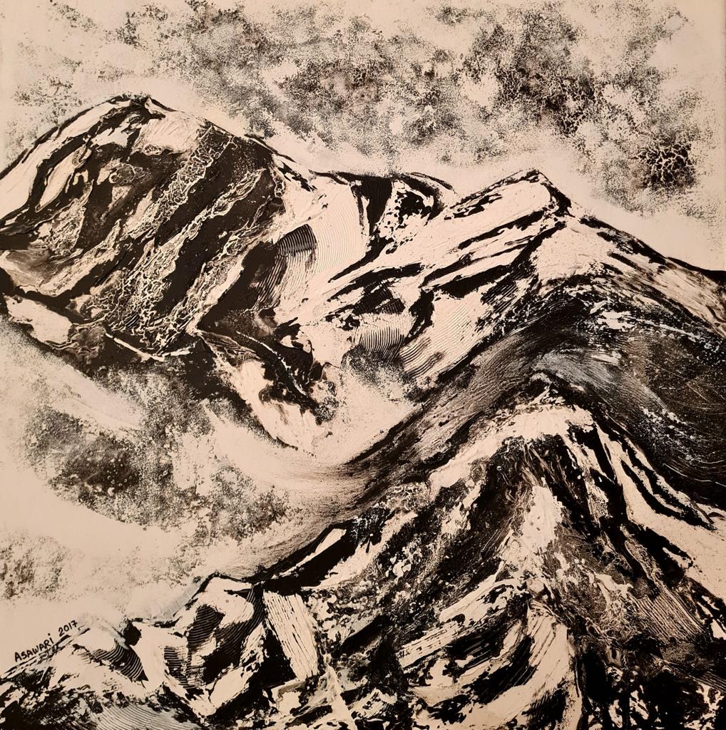Painting - Mountains, Acrylic on canvas,24x24inches, Artist: Asawari Wadekar SGD 360