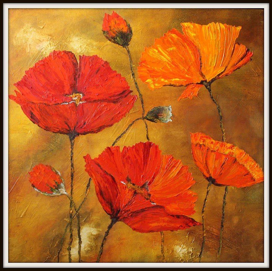nature, Red Poppies, Oil on canvas, painting, Anjum Motiwala