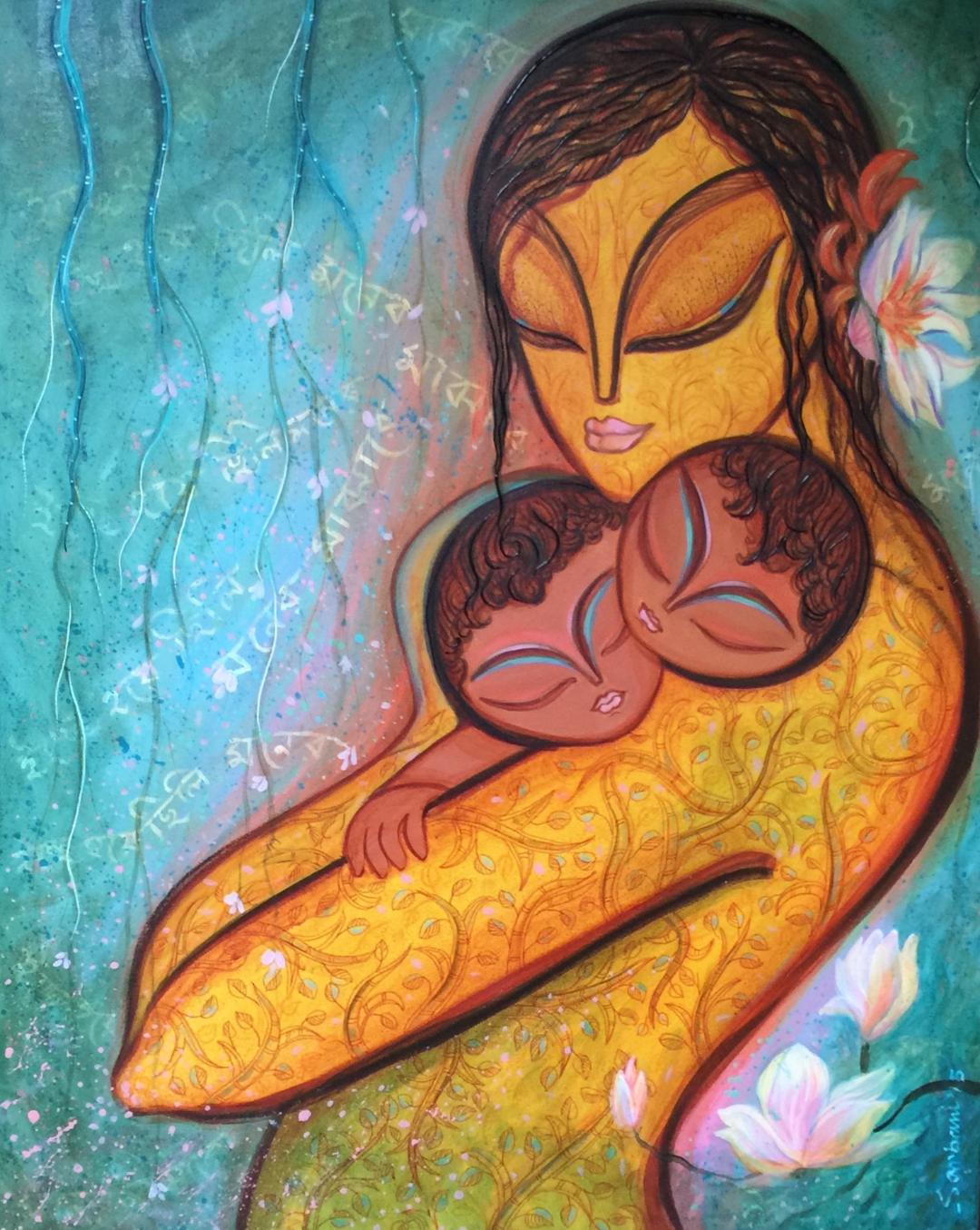 figure, Vision of Wish_2015_orig, Acrylic and charcoal on canvas, painting, Sarbani Bhattacharya